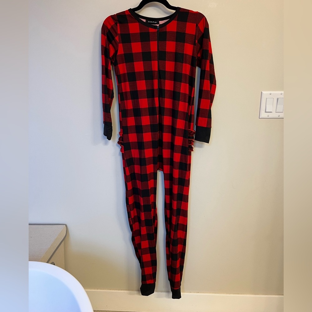 Buffalo Plaid Women’s ruffle bum romper